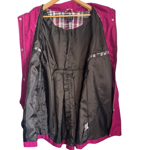 Lands’ End Women’s Medium Raspberry Pink Anorak Rain Jacket Lined Pockets - Picture 3 of 9